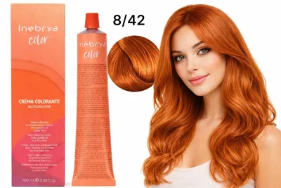 Produktbild von Inebrya Color 8/42 Hellblond Cognac Haarfarbe 100ml