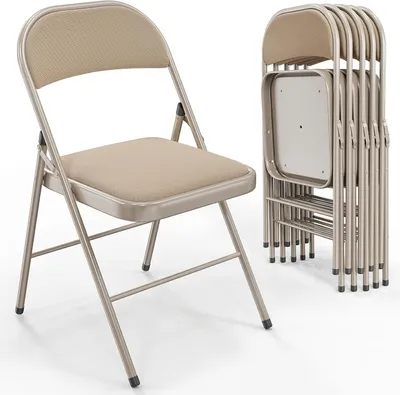Produktbild von 6er Set Klappstühle gepolstert - Bis 204 kg belastbar - Stabiler Metall-Klappstuhl mit Stoffbezug - Platzsparender Besucherstuhl & Konferenzstuhl für