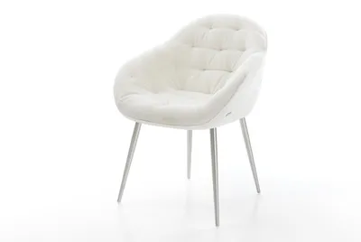 Produktbild von DELIFE Esszimmerstuhl Gaio-Flex Bouclé Soft Beige 4-Fuß konisch Edelstahl