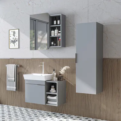 Produktbild von Roomart LYCIA-72 Badmöbel-Set 4-teilig 72 cm breit, Grau