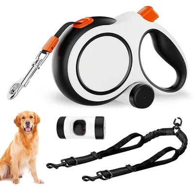 Productafbeelding van Intrekbare hondenriem 8 m, rollijn voor honden tot 50 kg, met robuuste lijn en poepzakdispenser