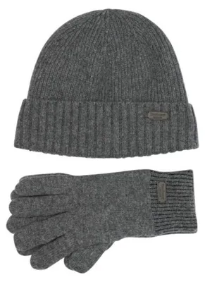 Productafbeelding van BARBOUR set bestaande uit muts en handschoenen, grijs - UNI