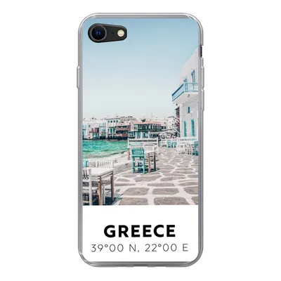 Produktbild von MuchoWow® Handyhülle Schutzhülle Hülle für iPhone SE 2020 Griechenland - Meer - Blau Silikon Softcase Handy Hülle - Kartenbesitzer
