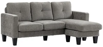 Produktbild von HOMCOM Ecksofa, Eck-Couch mit umkehrbarer Chaiselongue, Chenille-Optik, Braun