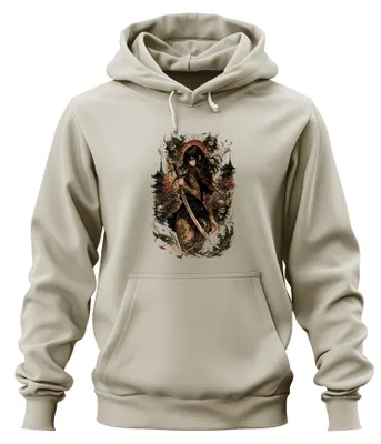 Produktbild von Samurai Kriegerin Katana Tattoo Japan Anime Y2K Yakuza Hoodie Kapuzenpullover, Natur, XXL