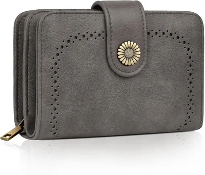 Produktbild von Damen Große Kapazität Kunstleder Vintage Portemonnaie Brieftasche Geldbörse Mittelgroß mit RFID-Blockierung und Mehreren Fächern Frauen