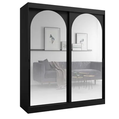 Immagine prodotto di PAWS MÖBEL Armadio scorrevole nero 180x215x65 MONIDO con specchi moderno e funzionale, armadio per camera da letto, mobile