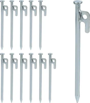 Produktbild von Famanu Zeltpflöcke Set für harte Böden - 12 Stück, 20 cm, Edelstahl Silber