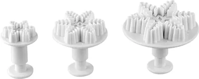 Produktbild von Dr. Oetker Dekorausstecher 3er "Schneeflocke", Ausstechformen für die Weihnachtszeit, Ausstecher für Marzipan und Fondant - spülmaschinengeeignet (Farbe: Weiß), Menge: 1 x 3er Set
