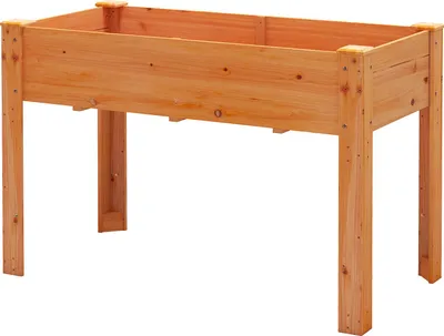 Produktbild von GOPLUS Hochbeet ohne Ablage, Gartenbeet aus Tannenholz, Pflanzkasten mit Abflusslöchern,120,5 x 60,5 x 81,5 cm (ohne Ablage,Rötlich-braun)