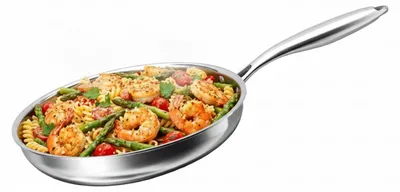 Produktbild von Bratpfanne Edelstahl 28 cm Unbeschichtet Induktion Profi Universalpfanne Hochwertige Edelstahlpfanne 18/10 Edelstahl Schmorpfanne für alle Herdarten geeignet