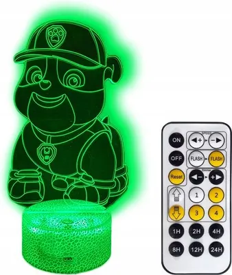 Obrázok produktu pre Tlapková Patrola Sutiny 3D Led Nočná Lampa + Diaľkové Ovládanie