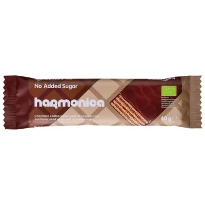 Zdjęcie produktu dla WAFELEK Z SAMOPSZY Z KREMEM MLECZNO - KAKAOWYM W POLEWIE Z CZEKOLADY MLECZNEJ BEZ DODATKU CUKRÓW40 g - HARMONICA