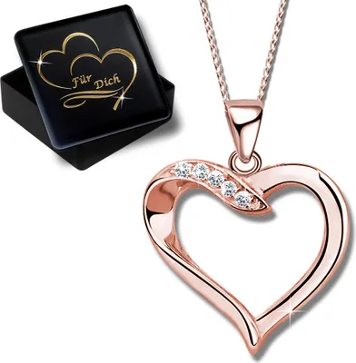 Produktbild von Damen Mädchen Herz Halskette mit Anhänger echt 925 Sterling Silber Rosegold K603+V11+40cm
