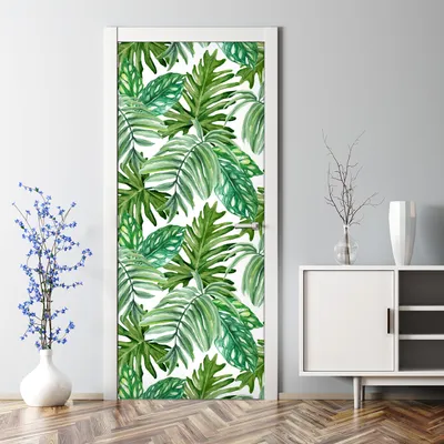 Produktbild von Dekorative selbstklebend Klebefolie Türtapete Türaufkleber Aufkleber Exotische Blätter 77 x 200 cm