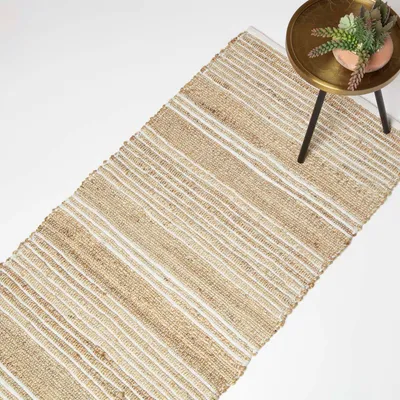 Produktbild von HOMESCAPES Arlyn Jute Teppichläufer 66 x 200 cm - Teppich beige-weiß gestreift