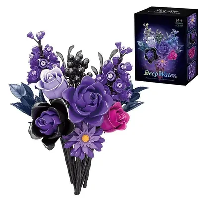 Produktbild von Romantisches Blumen Bouquet Klemmbaustein Set - 822 Teile Lila Blumenstrauß Modell