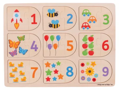 Image de Bigjigs Puzzle d'apprentissage en bois Chiffres, 18dlg.