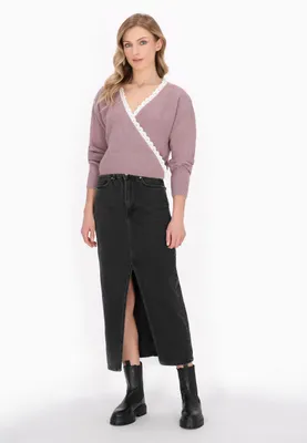 Image de Pull pour femme SAPORTA - couleur rose vintage, taille XS/S