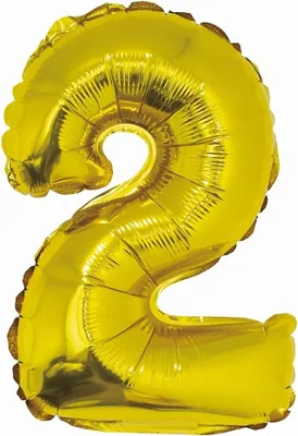 Immagine prodotto di Palloncino gonfiabile numerico "2" oro, 35 cm