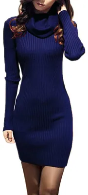 Produktbild von v28 Damen Strickkleid mit Wasserfallausschnitt, dehnbar, elastisch, Lange Ärmel,