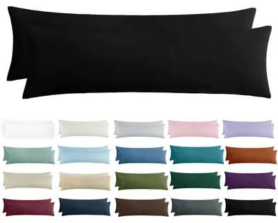 Productafbeelding van Kussensloop voor zijslapers, 40 x 145 cm – 2 stuks. Kussenslopen voor zijslapers, zwart, met rits, gemaakt van zachte microvezel, 145 x 40 cm