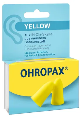 Zdjęcie produktu dla Ohropax żółte piankowe zatyczki do uszu 10 szt, productTiles.product.images.aiGenerated