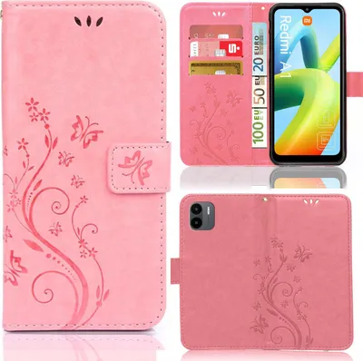 Leder-Hülle Mit Ständer Für Xiaomi Redmi A2/A1 - Schutzhülle Mit Kartenfächern & Schutzfolie