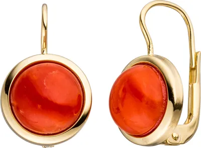 Produktbild von JOBO Boutons rund 333 Gold Gelbgold 2 Korallen rot Ohrringe Ohrhänger Goldohrringe