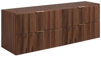 Produktbild von Badezimmer-Hängeschrank mit Waschtischplatte, Nussbaum, 160 x 58,6 x 46 cm