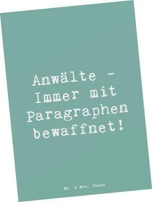 Produktbild von Mr. & Mrs. Panda Postkarte Spruch Anwalt Paragraphen - Meeresbrise - Geschenk, Postkarten, Ansichtskarte, Berufsprodukte, Anwälte, Rechtsanwalt, Grußkarte, Berufsalltag