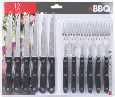 Produktbild von Steak-Burger-Pizza-Besteck-Set 12-teilig aus Edelstahl