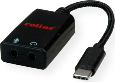 Produktbild von ROLINE Adapter USB Typ C - 2x 3,5mm Audio, ST/BU, 0,13 m