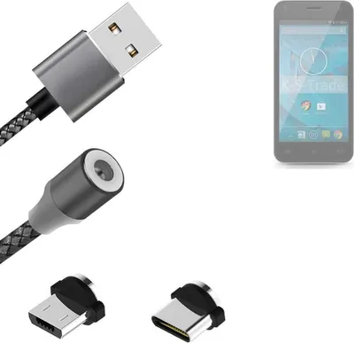 Produktbild von K-S-Trade Hochwertiges Magnet-Lade-kabel Sync-Kabel Daten-Kabel für Qilive Q.4868 mit USB-Typ-C-Anschluss und Micro-USB-Anschluss 2A bis zu 480mbps