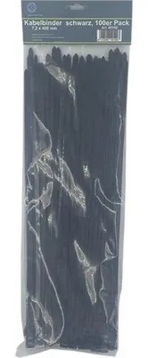 Produktbild von Kabelbinder 7,2 x 400 mm, schwarz, 100er Pack PA66