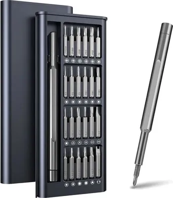 Produktbild von 25-tlg. Präzisions-Schraubendreher Set mit 24 Bits & Magnetgriff – Reparaturset für Smartphone, Laptop, Brillen, Uhren, Elektronik