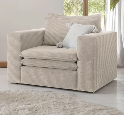 Produktbild von Sessel "Pesaro" in beige Cord Loungesessel, 110 cm