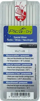 Produktbild von Ersatzminen 'PICA®-DRY' wasserstrahlfest, Weiss / Pack a 10 Stück