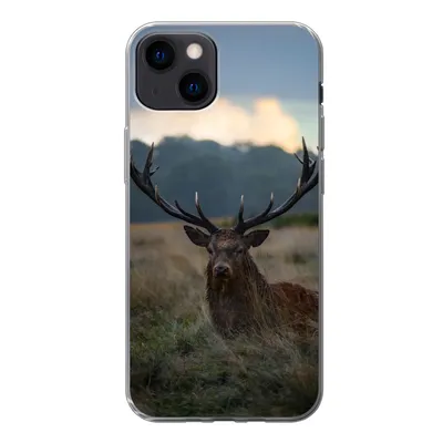 Produktbild von MuchoWow® Handyhülle Schutzhülle Hülle für iPhone 13 Hirsch - Wiese - Geweih Silikon Softcase Handy Hülle - Karteninhaber