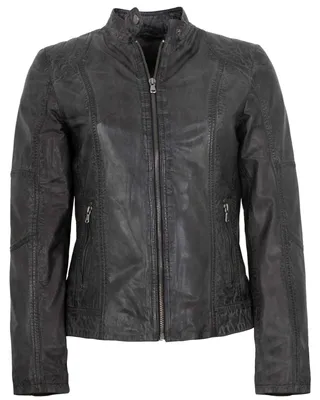 Produktbild von MADDOX - Damen Lederjacke Lammnappa schwarz anthrazit : 44