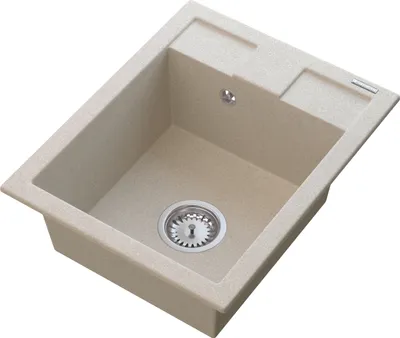 Produktbild von Granitan | GranitSpüle - Spülbecken 1-Becken - 50x40 cm - Rechteckig - Beige - mit Chrom Siphon - BEST
