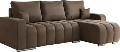 Produktbild von MKS MEBLE Sofa mit Schlaffunktion - Ecksofa mit Schlaffunktion und Bettkasten - Sofa 3 Sitzer - Schlafsofa - Couch - Schlafsofa mit Bettkasten - Kirasso L - Braun Velvet