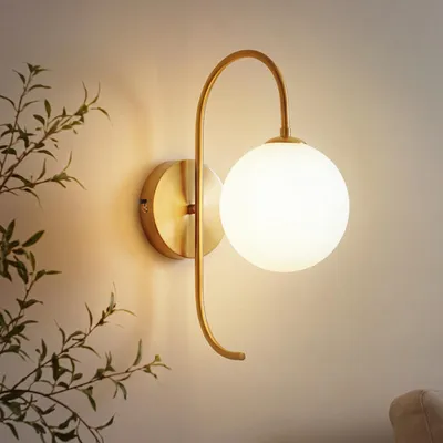 Produktbild von ZMH Wandleuchte Innen 36CM Wandlampe G9 Glaskugel Gold Flurlampe Wandbeleuchtung Glas Lampenschirrm Metall Beleuchtung für Schlafzimmer Flur