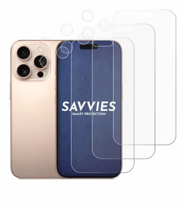 Produktbild von 6x Für Apple iPhone 16 Pro (Display+Kamera) Schutzfolie Savvies Displayschutz Display Schutz Folie Klar Transparent