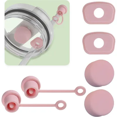 Produktbild von Silikon-Stopfen für Stanley Tumbler 2.0, auslaufsicher, Trinkhalm-Abdeckung, Rosa, 6 Stück