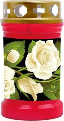 Produktbild von Grabkerze Rot, Brenndauer: 40 Stunden, Motiv: Rose