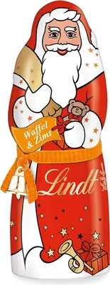 Produktbild von Lindt Weihnachtsmann Waffel und Zimt Hohlfigur aus Alpenmilch 125g