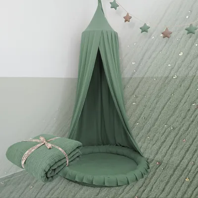 Immagine prodotto di Baldacchino Eucalipto con applicazione dorata - Cielo letto per cameretta