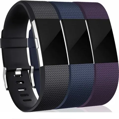Produktbild von INF Bransoletka Fitbit Charge 2, opakowanie 3 (S) - czarny / niebieski / fioletowy Czarny/niebieski/fioletowy