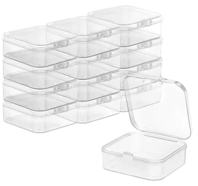 Produktbild von 12 kleine Aufbewahrungsboxen aus Kunststoff mit Deckel, transparente Aufbewahrungsboxen aus Kunststoff, Mini-Kunststoffbox-Set für Pillen, Perlen